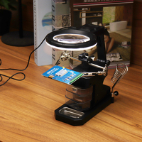 3X/4.5X/25X Fer à souder Stand Holder Loupe de table Loupe éclairée Troisième main Loupe avec lumières LED