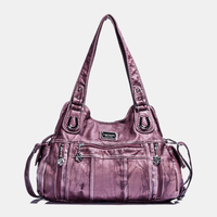 Angel Kiss femmes PU cuir multi-porter sac à bandoulière de couleur unie sac à bandoulière fourre-tout sac à main