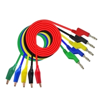 Cleqee P1044 5pcs 4mm Longueur 1M Empilable Banana Plug pour fils de test de pinces crocodiles Câbles de test de multimè