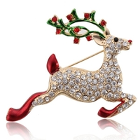 Cloche de Noël en cristal coloré Elk bonhomme de neige broche broches cadeau de Noël