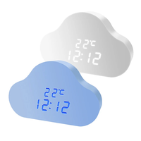 Cloud Alarm Clock Hygrometer KD8618 Adjustable Brightness 24-Hour Time Display Voice Activation Snooze Function Portable
