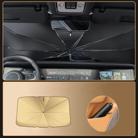 Coated Car Sunshade Umbrella Thickened V-Shaped Opening Front Windshield Curved Handle Car Anti UV Umbrella 360° Center