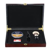 Coffret en bois Ensemble de quatre pièces Rasage pour hommes ＆ Ensemble de rasage Rasoir pliant à lancienne Brosse
