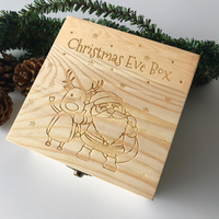 Coffret Cadeau Noël En Bois Gravé Boîte En Bois Chocolat Emballage Partie Décorations Pour La Maison