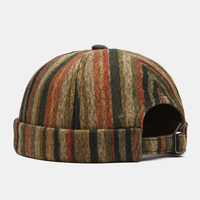 Col unisexe contraste couleur rayures motif personnalité décontractée bonnet sans bord bonnet propriétaire chapeau crâne