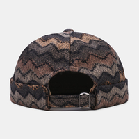 Col unisexe contraste couleur vague rayures motif personnalité décontractée bonnet sans bord propriétaire chapeau chapea