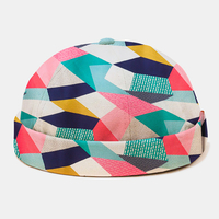 Col unisexe coton coloré motif géométrique décontracté parasol sans bord bonnet propriétaire casquette crâne casquette