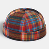 Col unisexe multicolore contraste couleur Patchwork Plaids motif décontracté sans bord bonnet propriétaire chapeau crâne