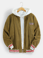 Collier de baseball Jakcet avec poche pour homme en velours côtelé