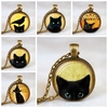 Collier de chat mignon en verre en métal vintage collier pendentif de gemme imprimé animal rond géométrique