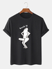 Funny Cartoon Figure Print 100% coton col rond manches courtes T-shirts amples