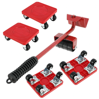 Furniture Lifter Mover Set with Universal Wheel Heavy Duty 400kg Capacity Red Compact Roller Bar Hand Tools for Easy Eff