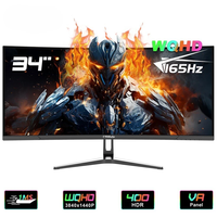 FYHXele 34 Inch Monitor 165Hz VA WQHD Desktop Wide Display 21:9 LED Gamer Computer Screen 1500R Curved Resolution 3440*1