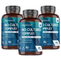 Bio Culture Complex – Soutien à la flore intestinale – 30 milliards d’UFC – 20 souches de bonnes bactéries - 90 gélules véganes - 3 boites
