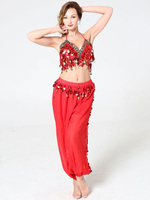 Costume De Danse Du Ventre 2021 Pailleté Femmes Avec Bijoux Rouge Bra Avec Pantalons De Danseuse Déguisements Halloween