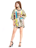 Costume de danse Hip Hop Lettre Sequin Paillettes Robe de danse or Déguisements Halloween