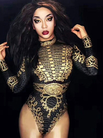 Costume De Danse Jazz À Manches Longues Royal Body Royal Femme Discothèque Wear Déguisements Halloween