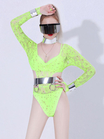 Costume De Danse Jazz Déguisements Halloween Femmes Manches Longues Découpe Sexy Clubwear