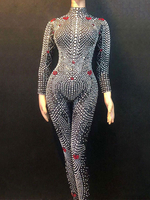 Costume de danse jazz femmes manches longues noir combinaison perlée Déguisements Halloween