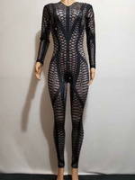 Costume De Danse Jazz Femmes Noir Combinaisons À Manches Longues Déguisements Halloween