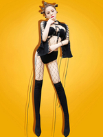 Costume de danse jazz femmes noires DS Sexy Club Wear Top et Shorts Déguisements Halloween