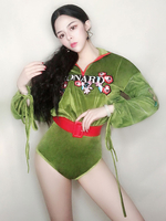 Costume De Danse Jazz Femmes Vert Body Sexy Sash Discothèque Hip Hop Porter Déguisements Halloween