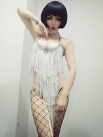 Costume de danse jazz glands perlés bodys femmes discothèque sexy porter Déguisements Halloween