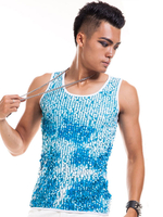 Costume de danse jazz hommes paillettes paillettes gilet de danse haut Déguisements Halloween