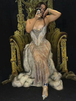 Costume De Danse Jazz Sexy Perles Glands Robes Femmes Discothèque Porter Déguisements Halloween