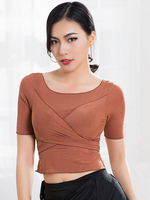 Costume de danse latine à manches courtes et devant croisé Déguisements Halloween