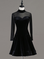 Costume de Danse Latine Black Women Semi Sheer Danseur Costume Déguisements Halloween