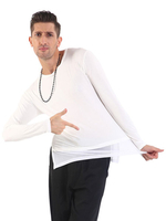 Costume de Danse Latine Blanc Hommes Performance Top Vêtements de Danse Déguisements Halloween