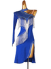 Costume de danse latine bleu royal femmes Lycra Spandex robe vêtements de danse
