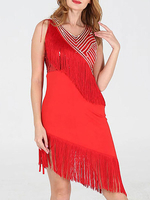 Costume de danse latine Costume de danse à paillettes et col V pour femmes Déguisements Halloween