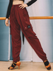 Costume de danse latine femme pantalon long en mousseline de soie bordeaux pantalon de danse latine