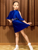 Costume de danse latine pour enfants Costume de danseuse latine bleu royal filles Lycra Spandex