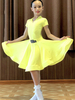 Costume de danse latine pour enfants Costume de danseuse latine pour filles jaunes Lycra Spandex
