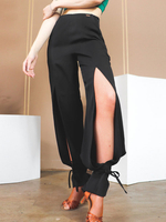 Costume de danse latine pour femmes Bas noirs Pantalons longs en polyester Vêtements de danse