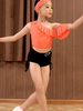 Costume de danse latine pour filles Orange enfants Lycra Spandex pantalon haut vêtements de danse latine