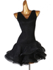 Costume de danse latine robe en dentelle noire à volants femmes costume de danse Déguisements Halloween