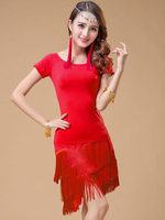 Costume de danse latine robe en soie de lait frange costume de danse danseuse Déguisements Halloween