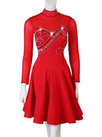 Costume de danse latine strass col haut Costume de danse danseuse latine rouge Déguisements Halloween