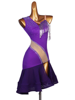 Costume de danse latine violet femmes ensemble Lycra Spandex robe danse Costume Cosplay Costume Halloween