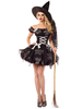 Costume de Déguisements Halloween pour femmes enceinte unicolore en mélange poly/coton Robe chapeau pour adultes en polyester Ensemble noire