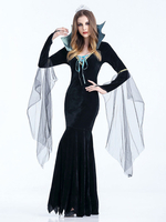 Costume De Femme De Chambre Bleu Dentelle Costume Deux Tons 3 Pièces Déguisements Halloween