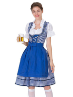 Costume De Fille De Bière Robe Plaid Cosplay Oktoberfest Coton Déguisements Halloween Carnaval
