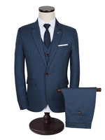 Costume de marié en coton mélangé revers cranté fente centrale avec boutonnage devant