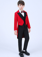 Costume de mariage pour garçon porteur de bague 4 pièces enfant rouge