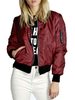 Veste femme col bijou zippée poches polyester rouge vêtements dextérieur femme