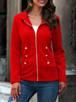 Veste Femme Col montant Boutons Manches Longues Polyester Haut Femme